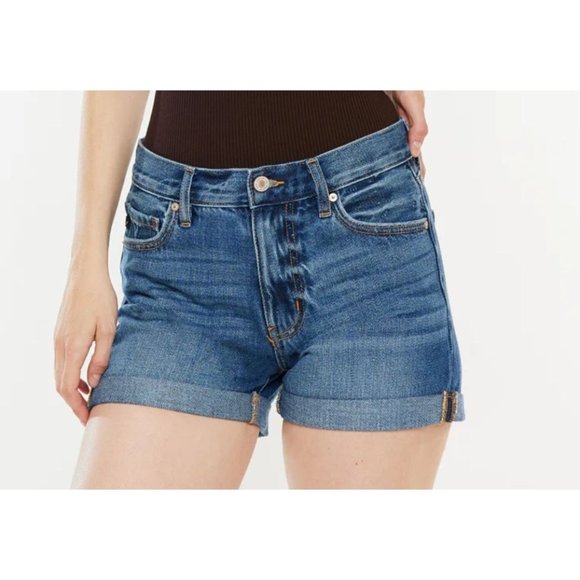 Kancan Beau High Rise Denim Jean Cuffed Shorts 5/26 NEW - Picture 7 of 8